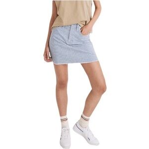 Madewell Blue & White Gingham Stretch Denim Mini Skirt 26/2